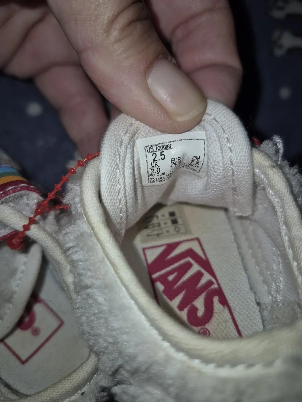 Vans White Fuzzy Baby Sneakers with Rainbow Straps